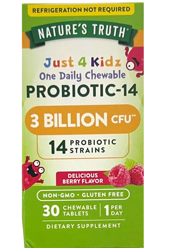 Just 4 Kidz Chewable Probiotic-14 (3 Billion CFU ) - 30 Chewable Tablets